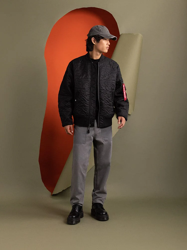 CAMO QUILTED MA-1 BOMBER JACKET BLACK - Image 6