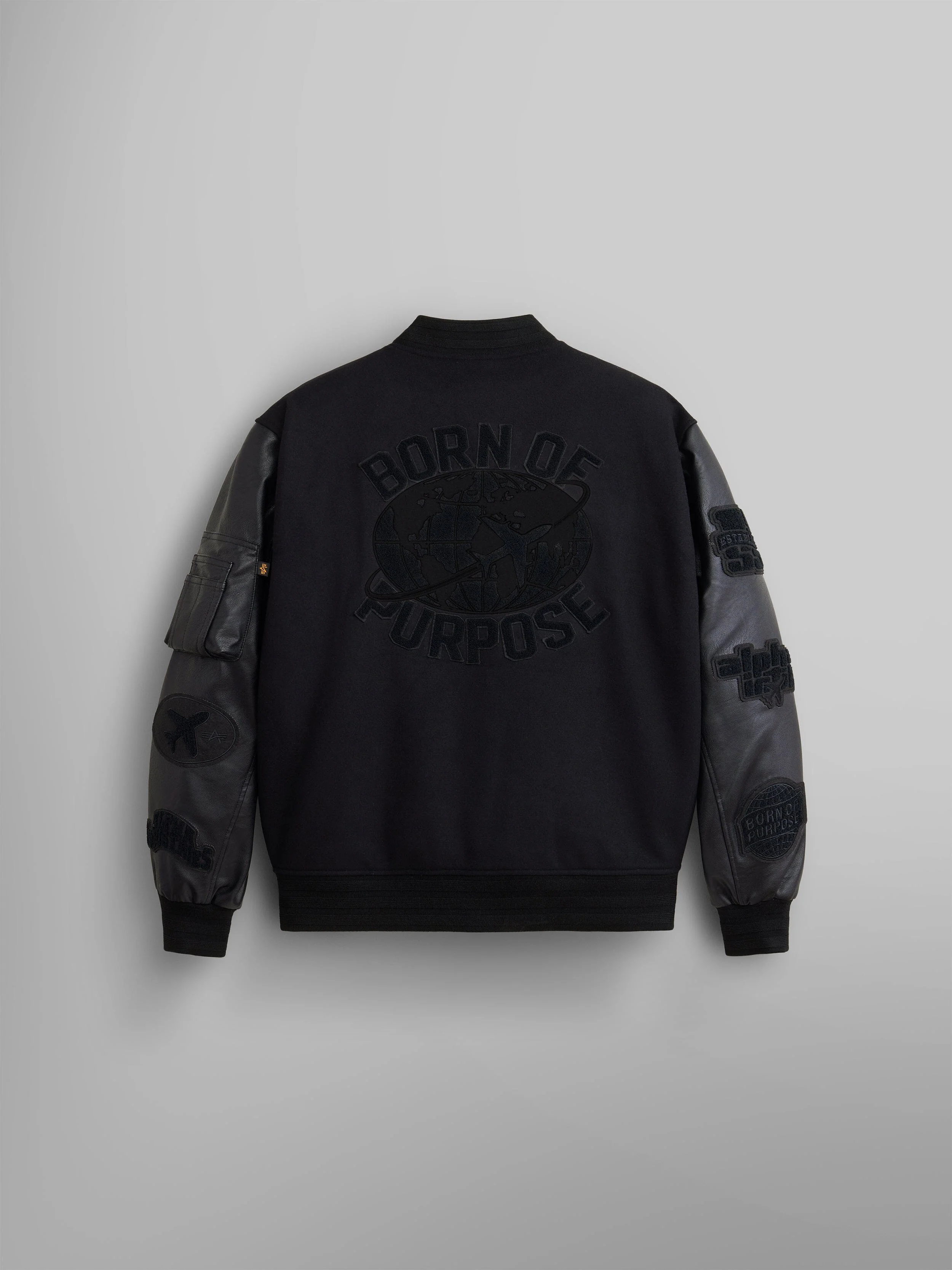 FAUX LEATHER MA-1 VARSITY BOMBER JACKET - Image 10