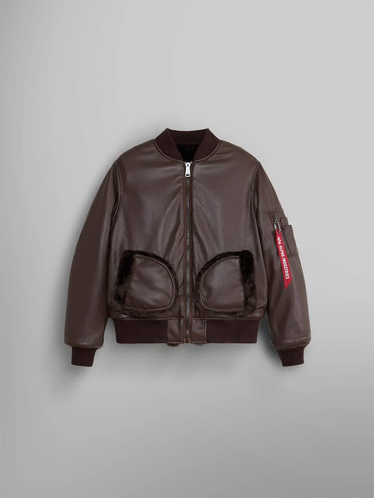 WOMEN'S REVERSIBLE FAUX LEATHER MA-1 BOMBER JACKET - Image 10