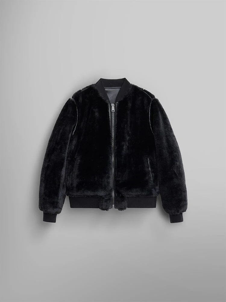 WOMEN'S REVERSIBLE FAUX LEATHER MA-1 BOMBER JACKET - Image 7